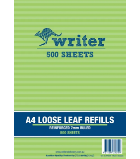 Writer A4 Binder refills pk500 7mm ruled