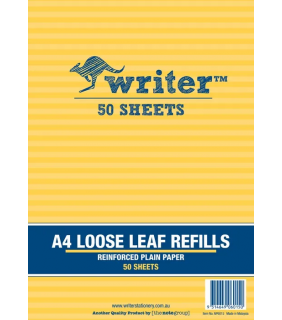 Writer A4 Binder refills pk50 Plain Unruled