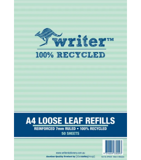 Writer A4 Binder refills pk50 7mm ruled