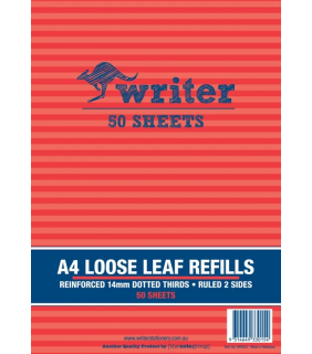 Writer A4 Binder refills pk50 14mm dotted thirds