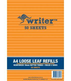 Writer A4 Binder refills pk50 18mm dotted thirds