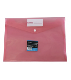 Protext A4 PP Document wallet with button closure - Pink/Red