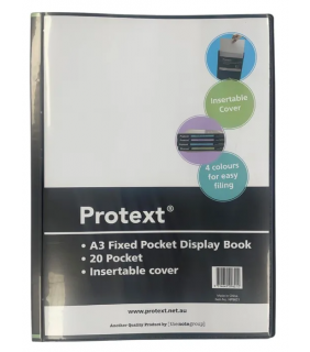 Protext A3 20pkt Fixed Pocket Display Book, Insert Cover and spine -