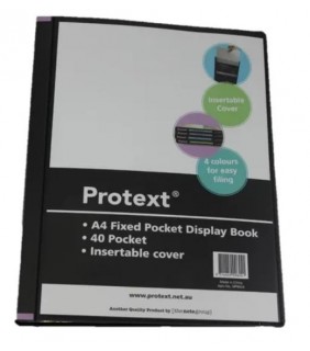 Protext A4 40pkt Fixed Pocket Display Book, Insert Cover and spine -