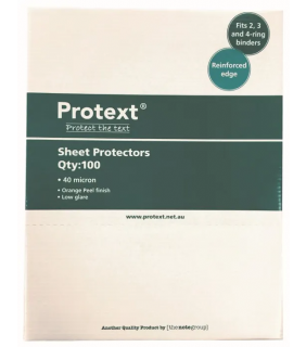 Protext A4 Economy Sheet Protectors 40 micron clear bx100, orange pe
