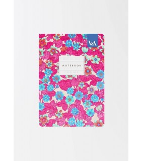 V&A A5 Textured Soft Cover Notebook-Neon Floral Pink & Blue