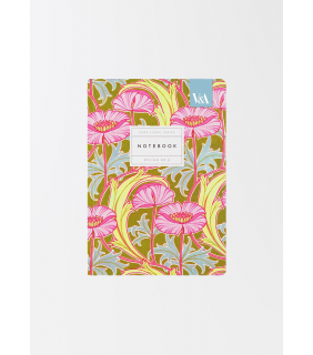 V&A A5 Textured Soft Cover Notebook-Neon Floral Pink Poppies