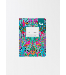 V&A A6 Textured Soft Cover Notebook-Neon Floral Peacock