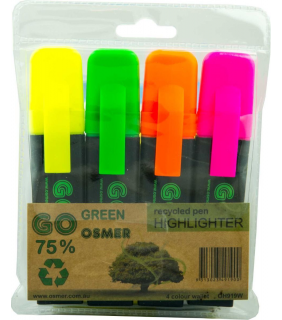 Osmer HIGHLIGHTER 4 PACK - YELLOW, GREEN, PINK, ORANGE