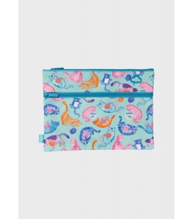 Spencil A4 Twin Zip Pencil Case - Crazy Cats
