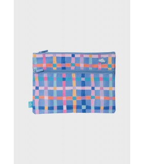 Spencil A4 Twin Zip Pencil Case - Pastel Plaid