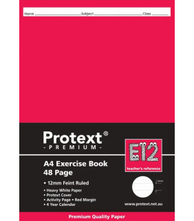 Protext A4 Exercise Book ruled 12mm 48pg + margin