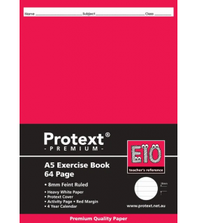 Protext A5 Exercise Book ruled 8mm 64pg + margin