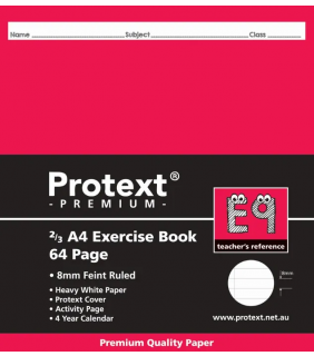 Protext 2/3 A4 Exercise Book ruled 8mm 64pg + margin