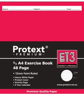 Protext 2/3 A4 Exercise Book ruled 12mm 48pg + margin
