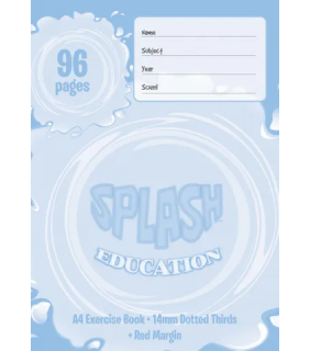 Writer Splash A4 96pg Exercise Book 14mm Dotted Thirds + red margin