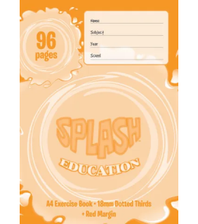 Writer Splash A4 96pg Exercise Book 18mm Dotted Thirds + red margin