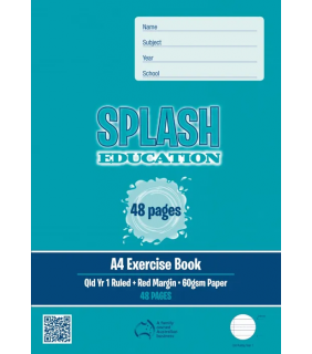 Writer Splash A4 48pg Exercise Book QLD Year 1 ruled + red margin