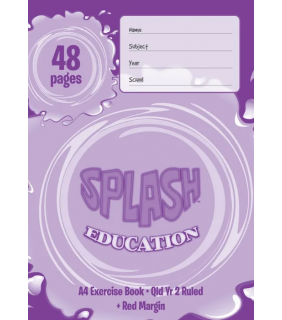 Writer Splash A4 48pg Exercise Book QLD Year 2 ruled + red margin