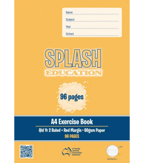 Writer Splash A4 96pg Exercise Book QLD Year 2 ruled + red margin