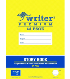 Writer Premium Story Book 64pg 1/2 plain 1/2 24mm Ruled + Margin