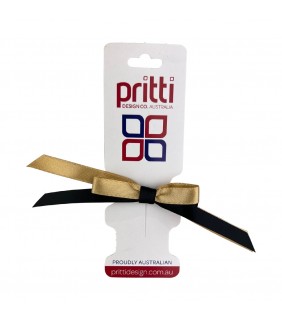 2 Colour Mini Sports Bow Clip Honey/Black OSFA