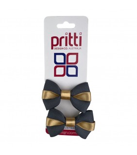 2 Colour Grosgrain Pigtails Elastic Honey/Black OSFA