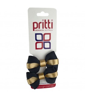  2 Colour Grosgrain pigtails clip honey  black OSFA
