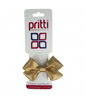 Honey Gold Satin Bow Clip OSFA