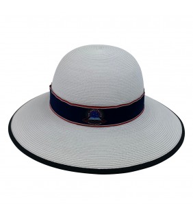 Hat Formal White with Navy band