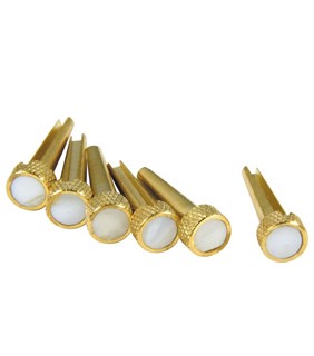 D'Andrea Solid Brass Tone Pin Set - Flat Top with Mother of Pearl Inlay (Set of 6)