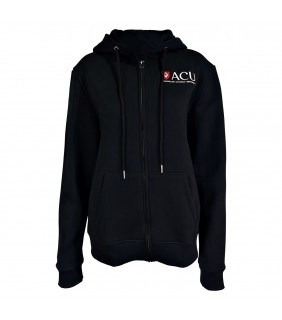 ACU Ladies Black Zip Jacket Hoodie Shield Logo