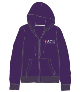 ACU Ladies Purple Zip Jacket Hoodie Shield Logo