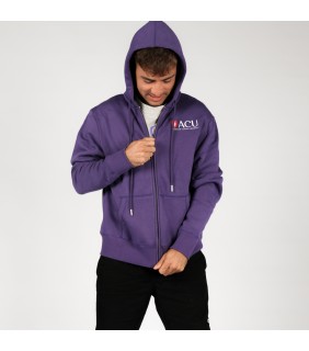 ACU Mens Purple Zip Jacket Hoodie Shield Logo