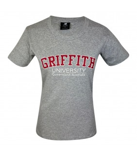 GU New Balance Ladies Grey T Shirt Screen Varsity