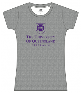UQ New Balance Ladies Crest Print T-Shirt Grey