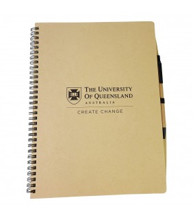 UQ 140 Page Hardcover Recycled Notebook w/ pen - A4
