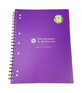 UQ Branded 5 Subject Notebook Purple 250pg - A4