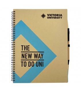 Victoria University VU A4 Hardcover Recycled Notebook w/ pen 140pg