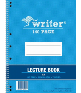 Writer A4 140pg Side Spiral Lecture Book board cover