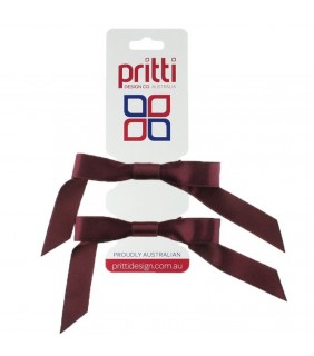 Pritti Bow Pigtails Satin Maroon