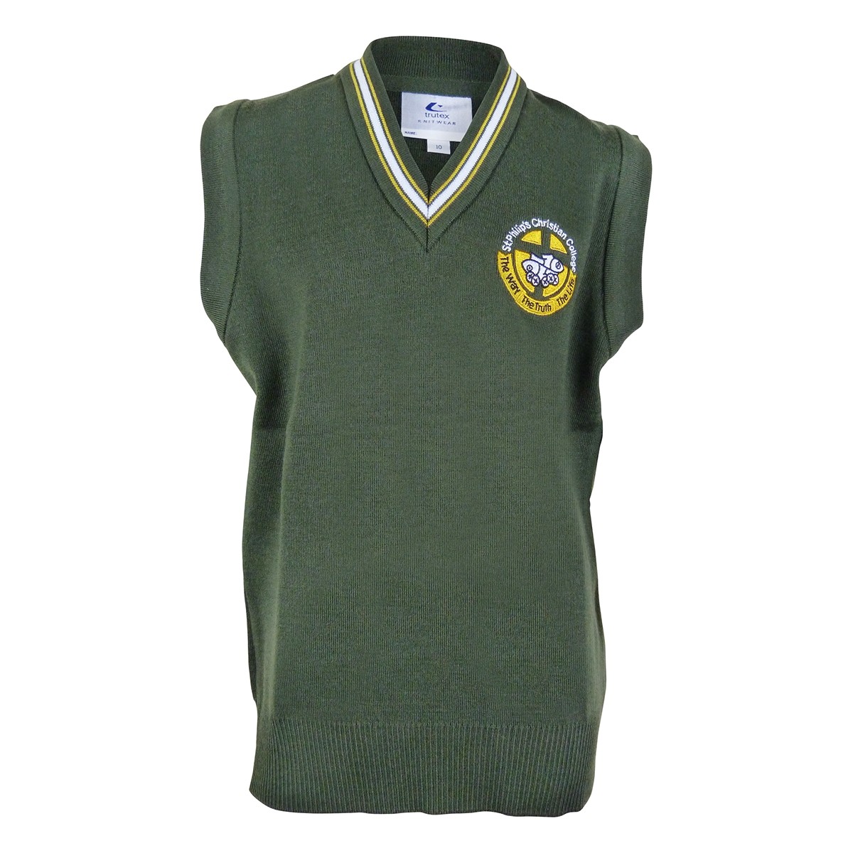 Vest Olive W/ Logo - St Philip's Christian College Uniform Shop