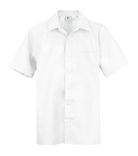 White Essentials S/S Shirt with Stand Collar 