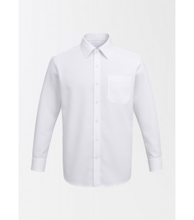 White Essentials L/S Shirt with Stand Collar 