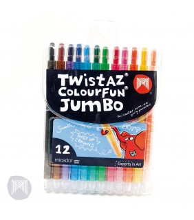 Crayons Twistaz Retractable Jumbo Colourfun 12