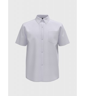 White Essentials S/S Shirt with Stand Collar 