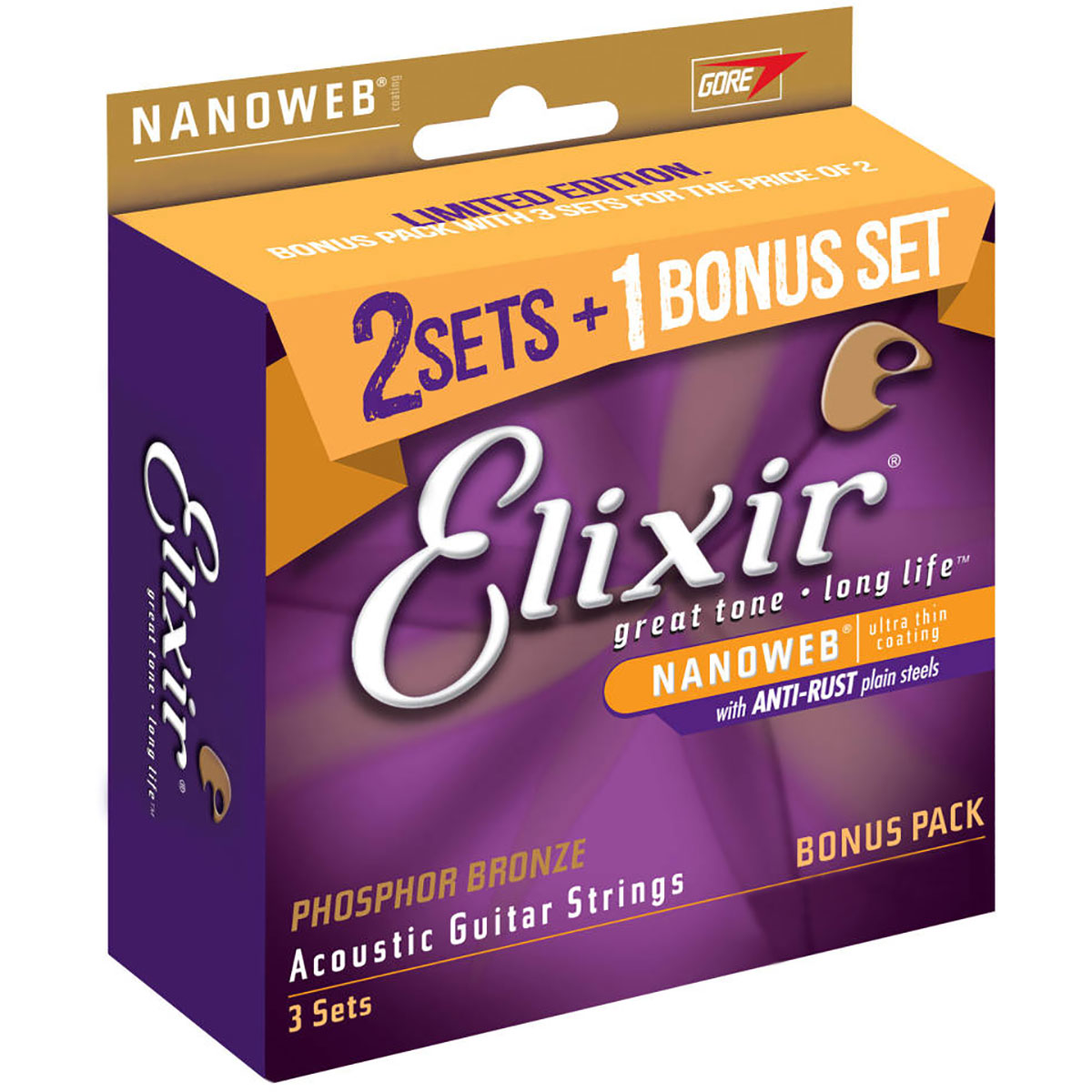 Elixir Guitar Strings Nano PB 1152 3pk Custom Light 733132165445 eBay